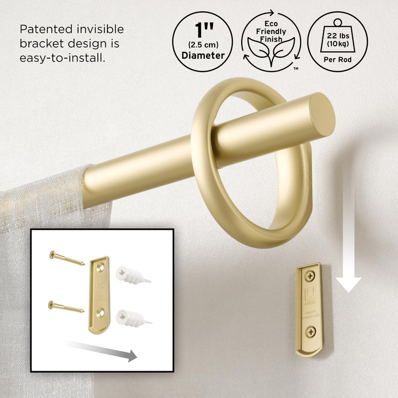 UMBRA - Ringlet Curtain Rod _ Gold / 42-120" (107-305 cm) / 1" (2.5 cm)