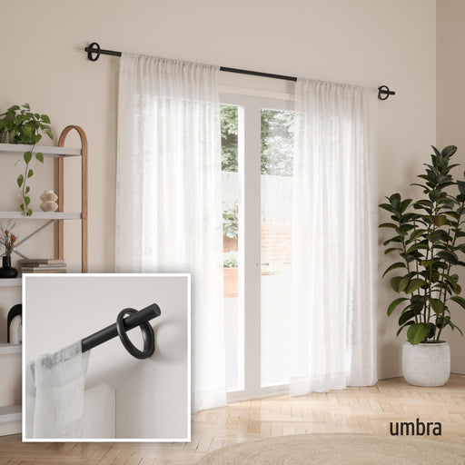 UMBRA - Ringlet Curtain Rod _ Matte-Black / 42-120" (107-305 cm) / 1" (2.5 cm)