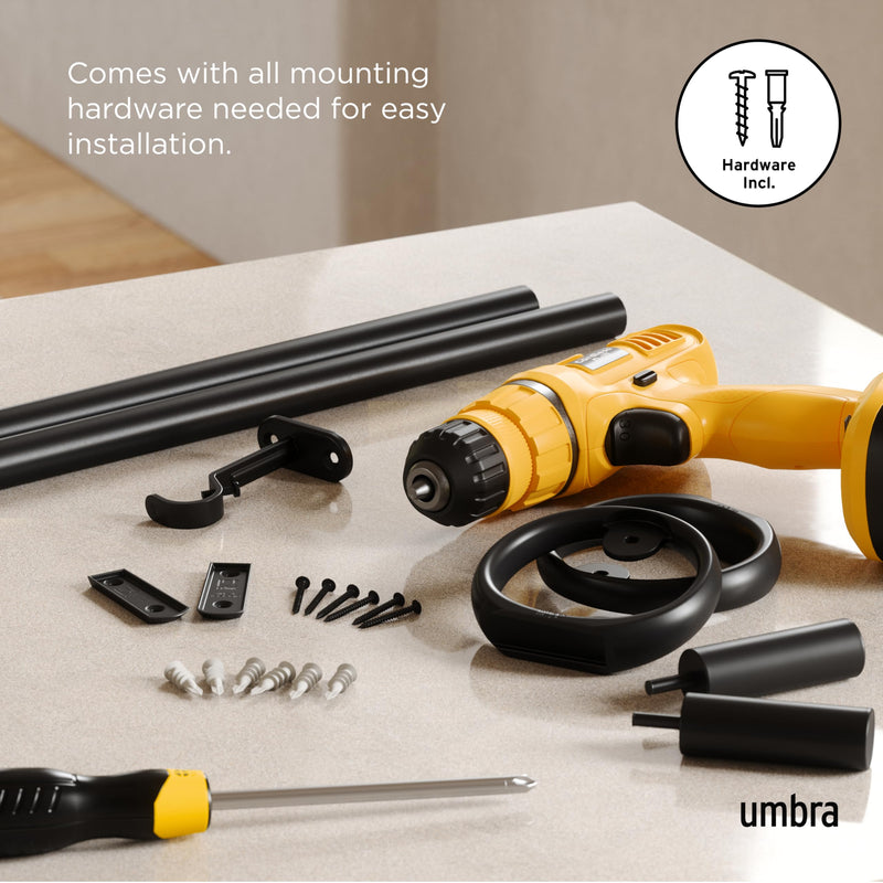 UMBRA - Ringlet Curtain Rod _ Matte-Black / 42-120" (107-305 cm) / 1" (2.5 cm)