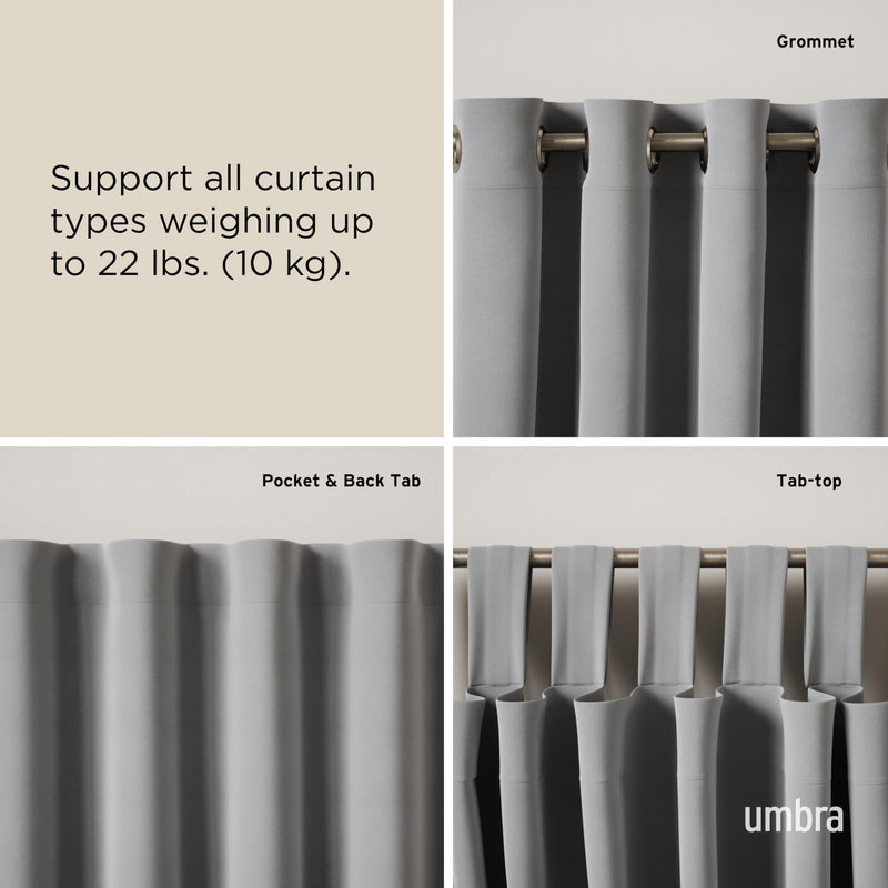 UMBRA - Loop 1" Curtain Rod _ Eco-Friendly Nickel / 42-120" (107-305 cm) / 1" (2.5 cm)