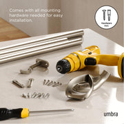 UMBRA - Loop 1" Curtain Rod _ Eco-Friendly Nickel / 42-120" (107-305 cm) / 1" (2.5 cm)