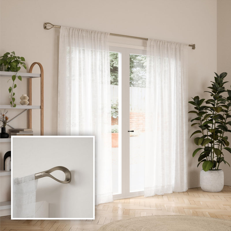 UMBRA - Loop 1" Curtain Rod _ Eco-Friendly Nickel / 42-120" (107-305 cm) / 1" (2.5 cm)