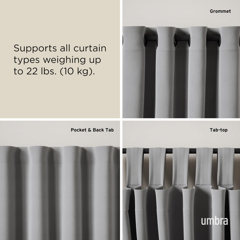 UMBRA - Loop 1" Curtain Rod _ Matte-Black / 42-120" (107-305 cm) / 1" (2.5 cm)