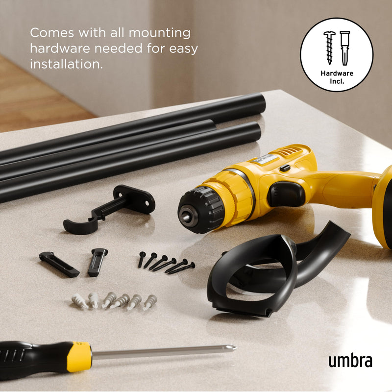 UMBRA - Loop 1" Curtain Rod _ Matte-Black / 42-120" (107-305 cm) / 1" (2.5 cm)
