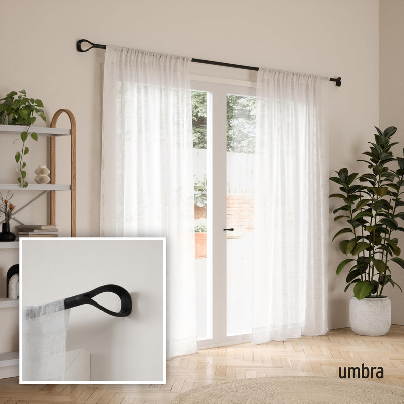 UMBRA - Loop 1" Curtain Rod _ Matte-Black / 42-120" (107-305 cm) / 1" (2.5 cm)