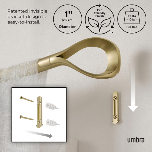 UMBRA - Loop 1" Curtain Rod _ Gold / 42-120" (107-305 cm) / 1" (2.5 cm)