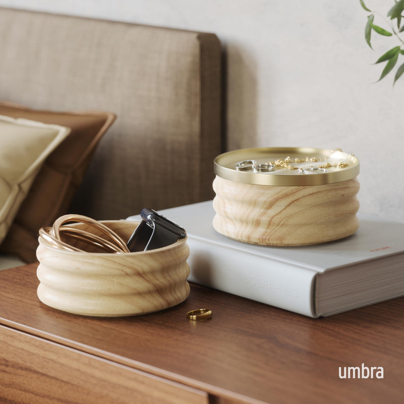 UMBRA - Tesora Wood Storage Box _ Natural-Brass