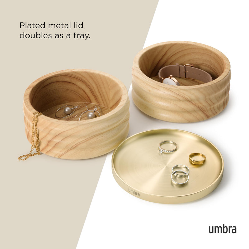 UMBRA - Tesora Wood Storage Box _ Natural-Brass