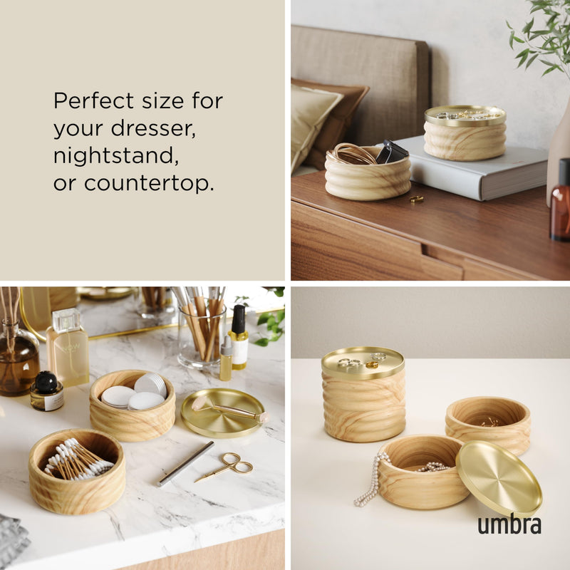 UMBRA - Tesora Wood Storage Box _ Natural-Brass