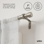 UMBRA - Cappa Curtain Rod _ 120-180" (305-457 cm) / Nickel / 1" (2.5 cm)
