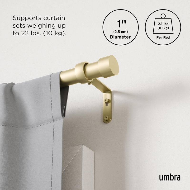 UMBRA - Cappa Curtain Rod _ 120-180" (305-457 cm) / Gold / 1" (2.5 cm)