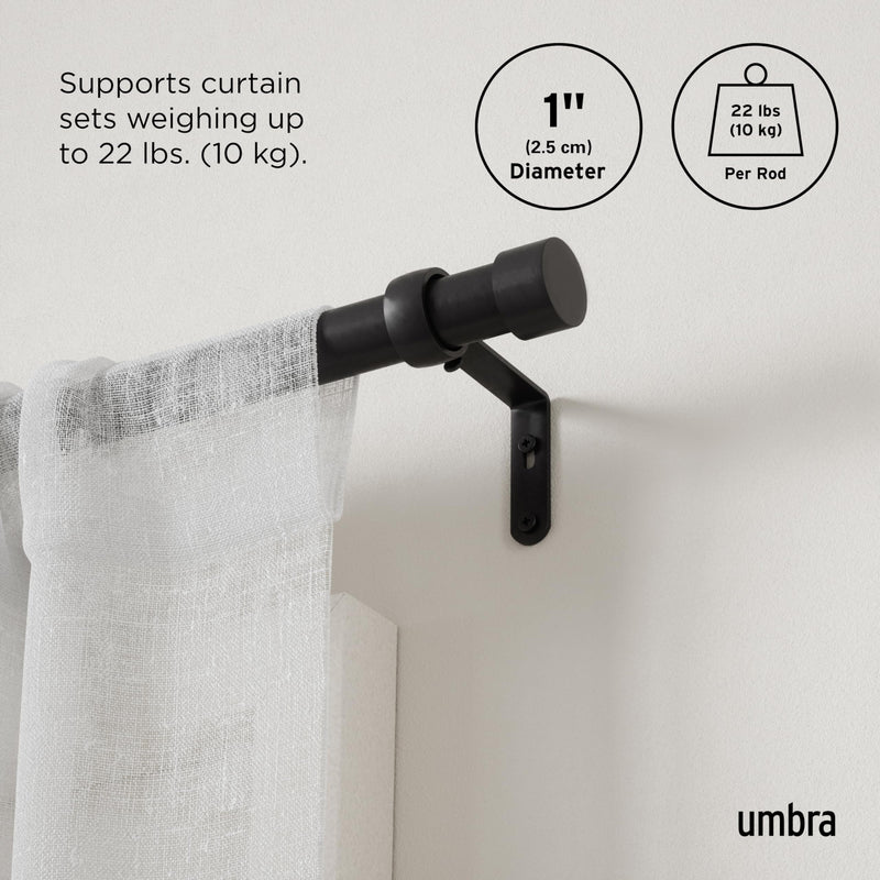 UMBRA - Cappa Curtain Rod _ 120-180" (305-457 cm) / Matte-Black / 1" (2.5 cm)