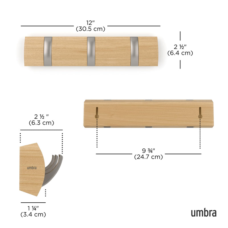 UMBRA - Flip 3 Wall Hook _ Natural-Nickel