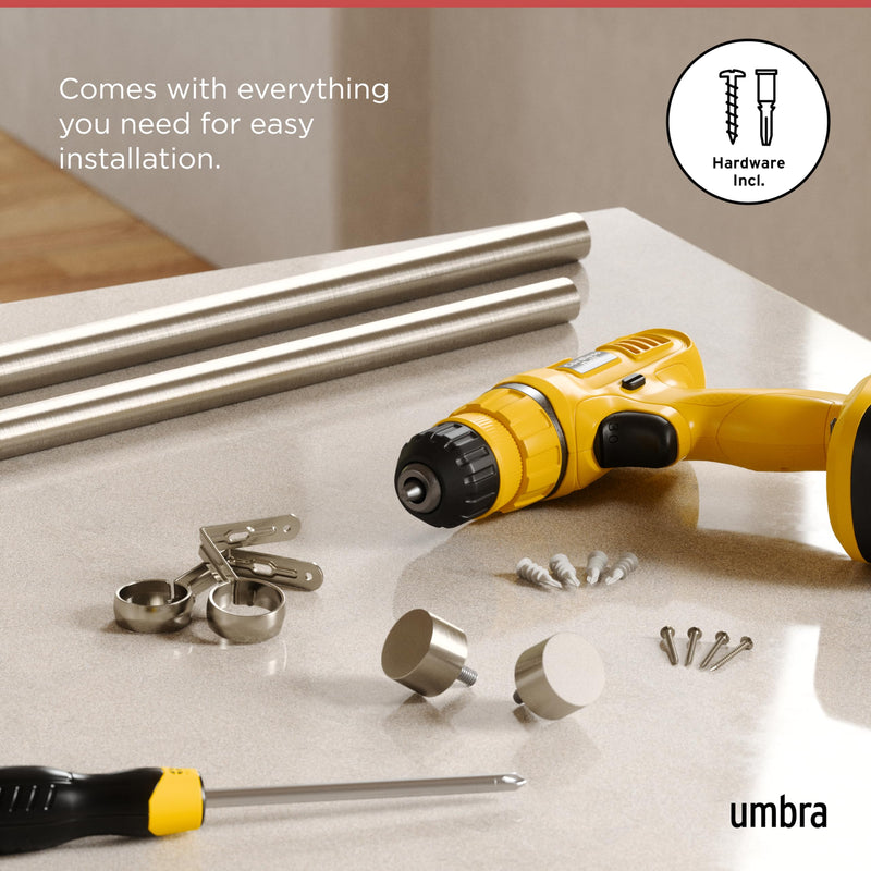 UMBRA - Cappa Curtain Rod _ 36-66" (91-168 cm) / Nickel / 1" (2.5 cm)