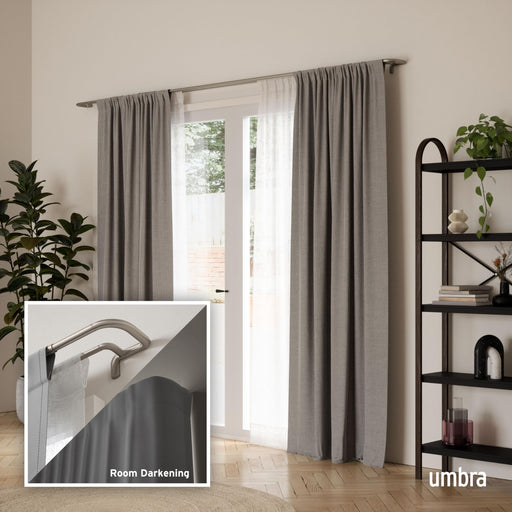 UMBRA - Twilight Double Blackout Curtain Rod _ 66-144" (168-365 cm) / Matte-Nickel / 3/4" (1.9 cm)