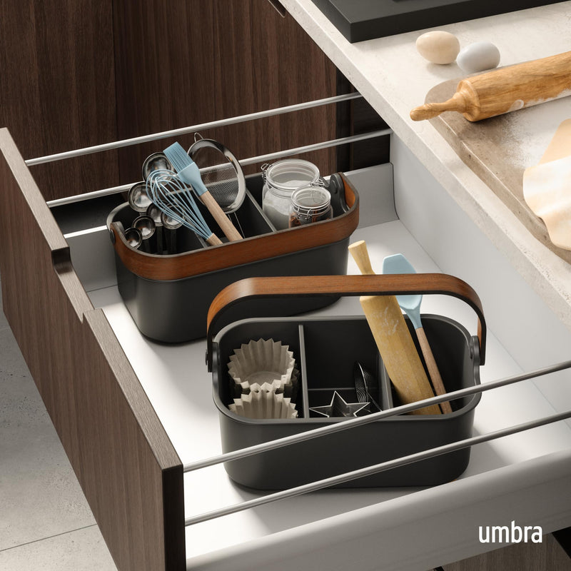 UMBRA - Bellwood Storage Bin _ Black-Walnut / Medium
