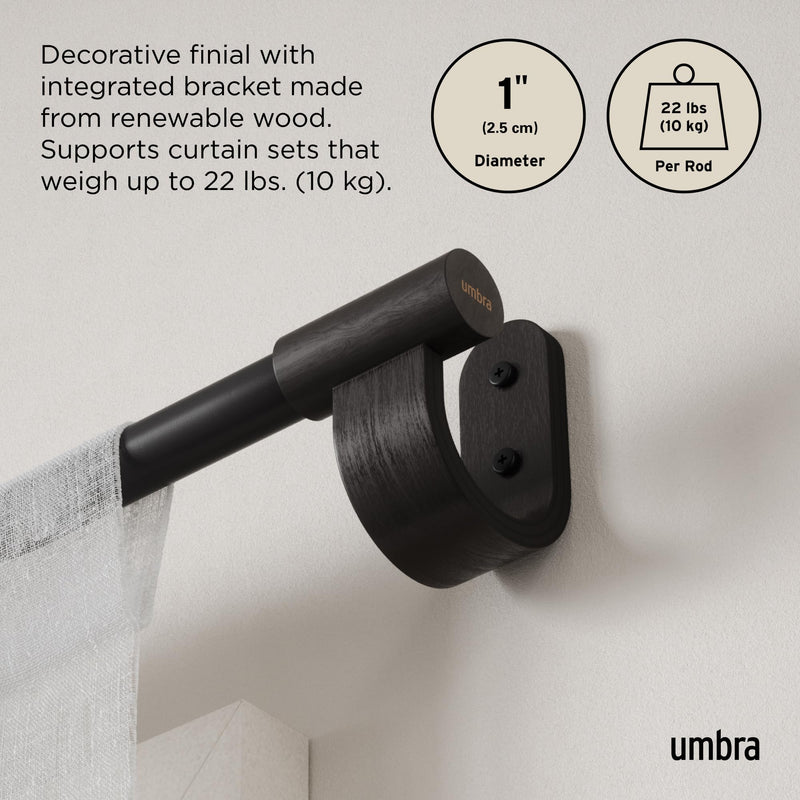 UMBRA - Bellwood Curtain Rod _ Matte-Black / 42-120" (107-305 cm) / 1" (2.5 cm)