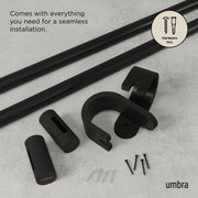 UMBRA - Bellwood Curtain Rod _ Matte-Black / 42-120" (107-305 cm) / 1" (2.5 cm)