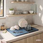 UMBRA - UDry Dish Drying Rack with Mat _ Slate Blue