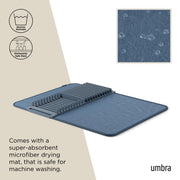 UMBRA - UDry Dish Drying Rack with Mat _ Slate Blue