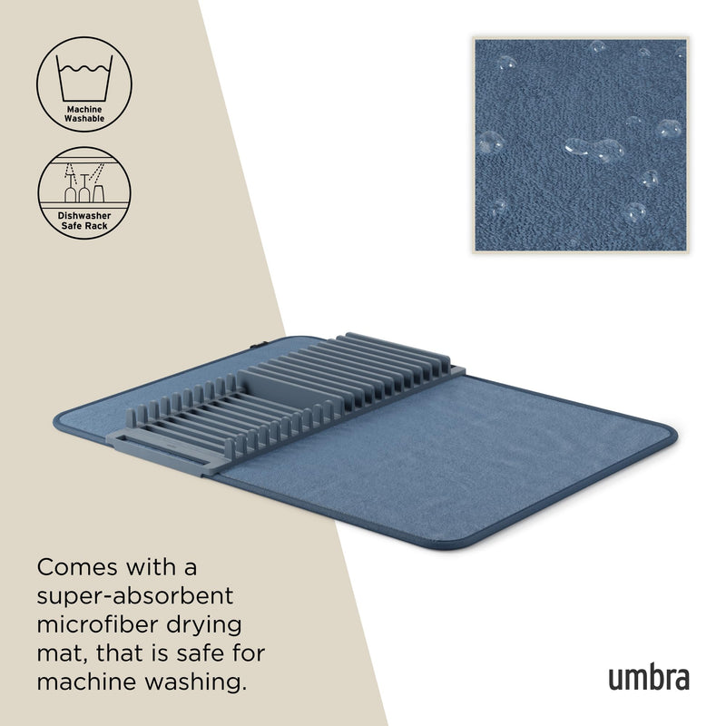 UMBRA - UDry Dish Drying Rack with Mat _ Slate Blue