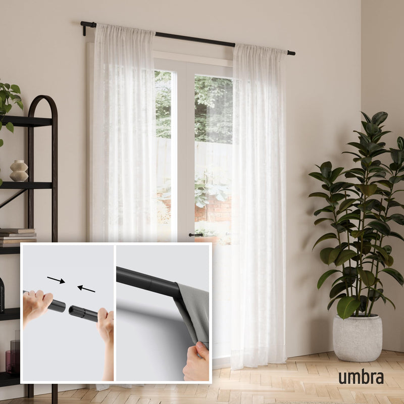 UMBRA - Zen Curtain Rod _ Matte-Black / 32-64" (81-162 cm) / 1" (2.5 cm)