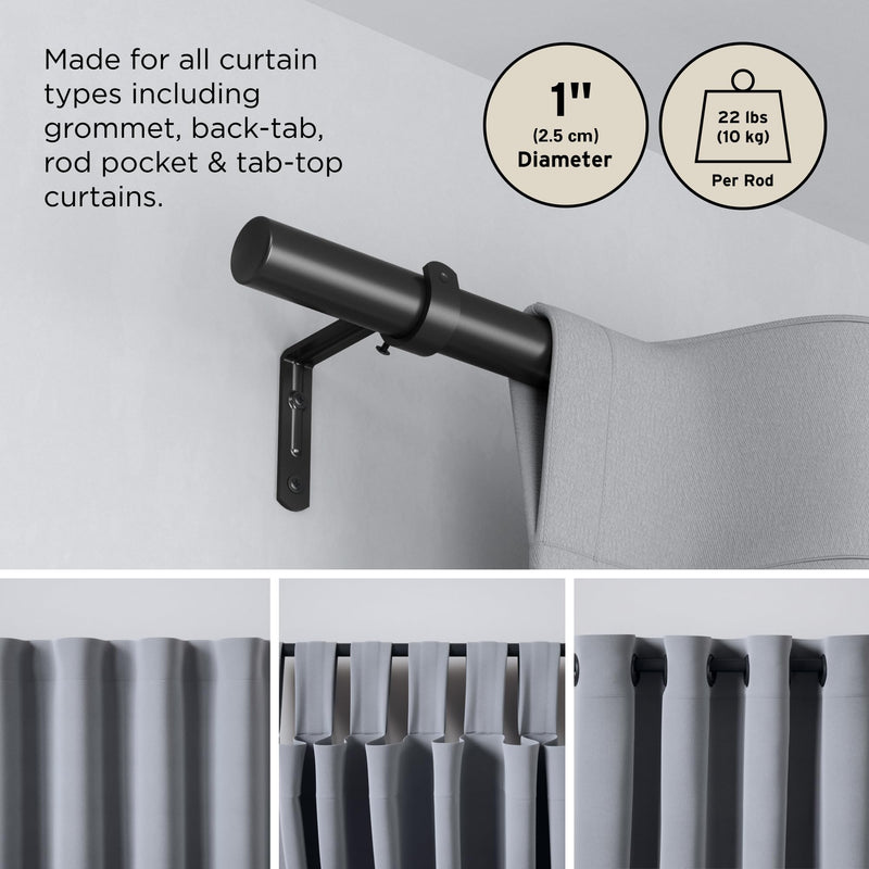 UMBRA - Zen Curtain Rod _ Matte-Black / 32-64" (81-162 cm) / 1" (2.5 cm)