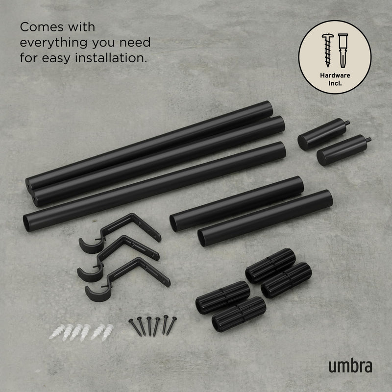 UMBRA - Zen Curtain Rod _ Matte-Black / 32-64" (81-162 cm) / 1" (2.5 cm)
