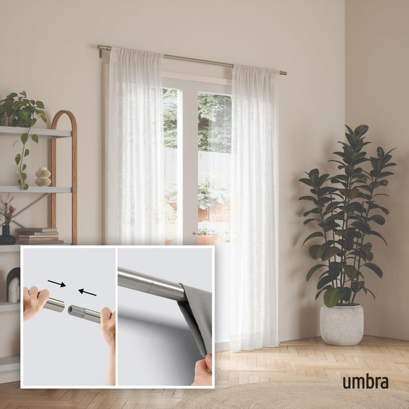 UMBRA - Zen Curtain Rod _ Nickel-Steel / 32-64" (81-162 cm) / 1" (2.5 cm)