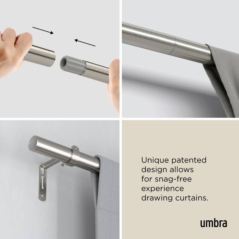 UMBRA - Zen Curtain Rod _ Nickel-Steel / 32-64" (81-162 cm) / 1" (2.5 cm)