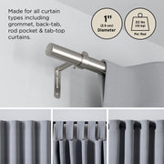 UMBRA - Zen Curtain Rod _ Nickel-Steel / 32-64" (81-162 cm) / 1" (2.5 cm)