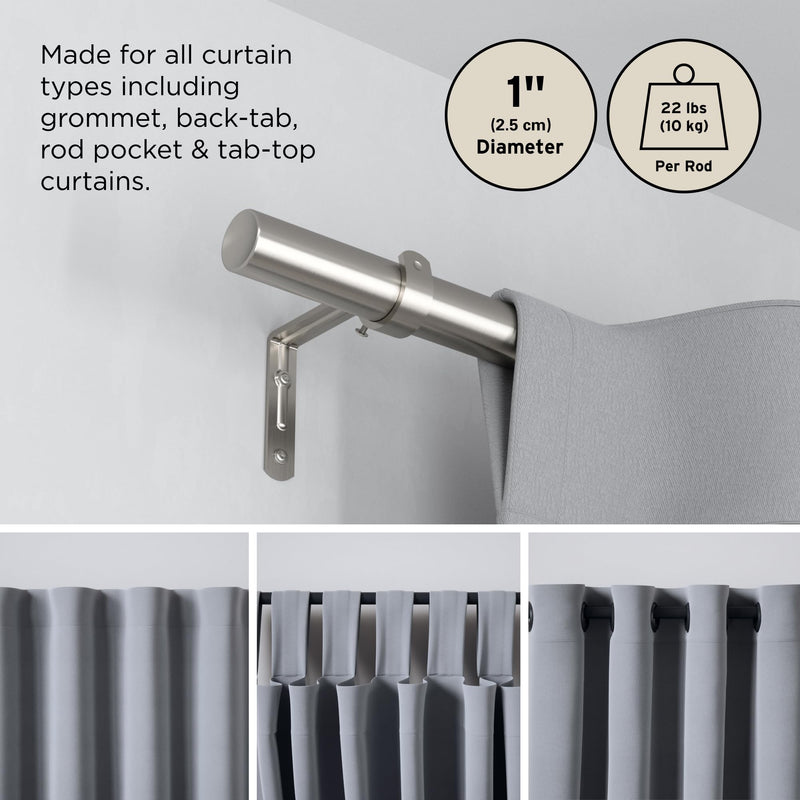 UMBRA - Zen Curtain Rod _ Nickel-Steel / 32-64" (81-162 cm) / 1" (2.5 cm)