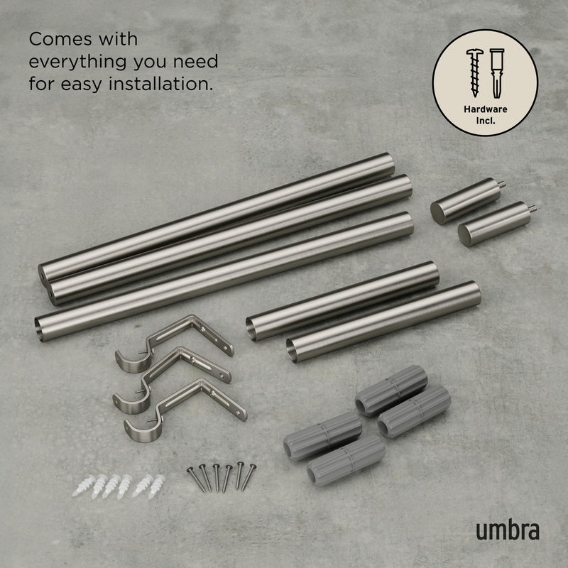 UMBRA - Zen Curtain Rod _ Nickel-Steel / 32-64" (81-162 cm) / 1" (2.5 cm)