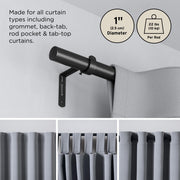 UMBRA - Zen Curtain Rod _ Matte-Black / 64-128" (162-325 cm) / 1" (2.5 cm)