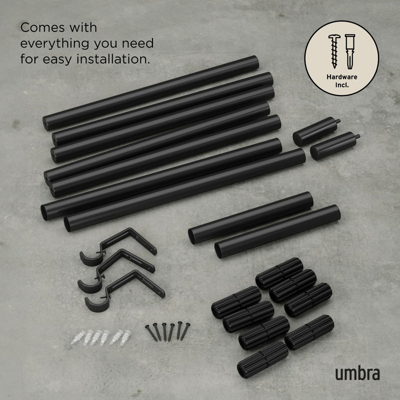 UMBRA - Zen Curtain Rod _ Matte-Black / 64-128" (162-325 cm) / 1" (2.5 cm)