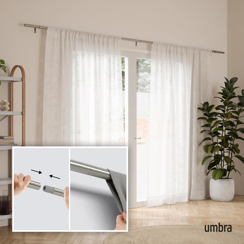 UMBRA - Zen Curtain Rod _ Nickel-Steel / 64-128" (162-325 cm) / 1" (2.5 cm)