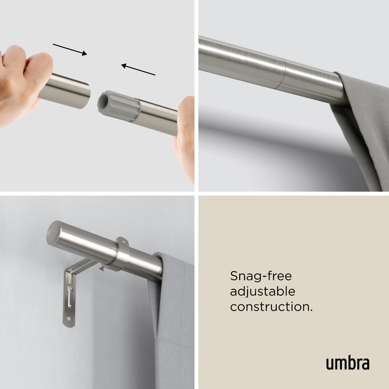UMBRA - Zen Curtain Rod _ Nickel-Steel / 64-128" (162-325 cm) / 1" (2.5 cm)