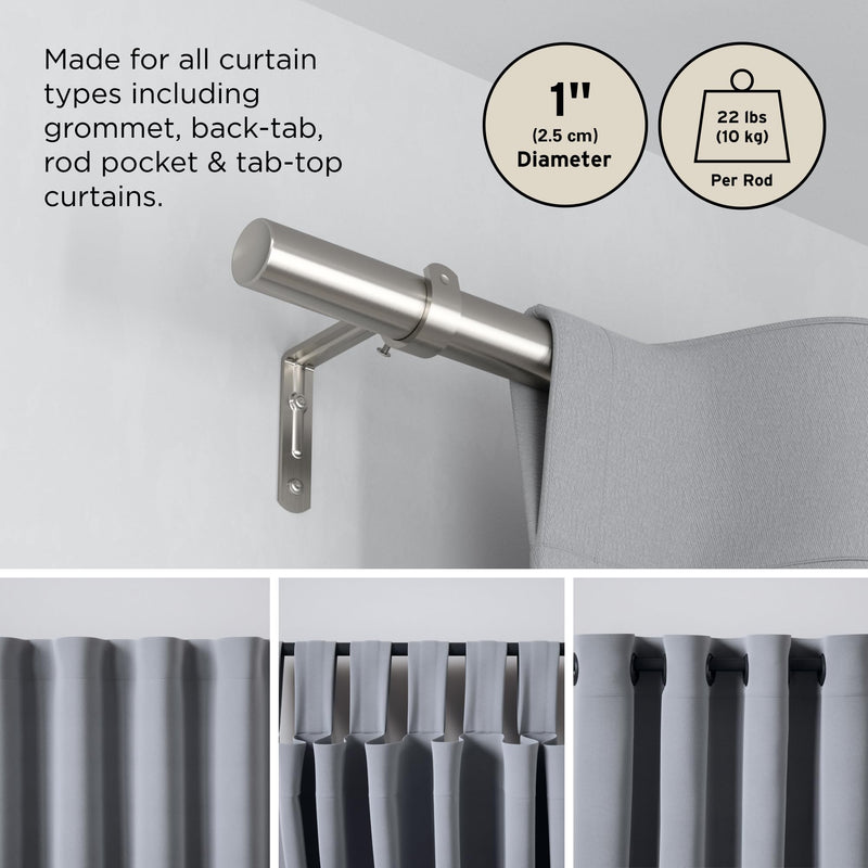 UMBRA - Zen Curtain Rod _ Nickel-Steel / 64-128" (162-325 cm) / 1" (2.5 cm)