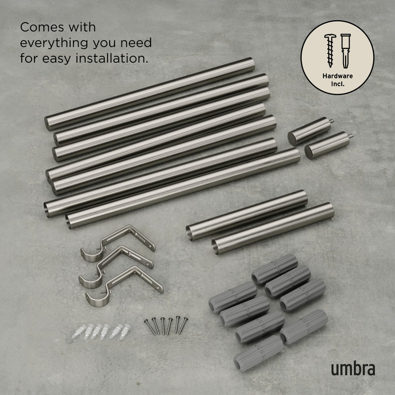 UMBRA - Zen Curtain Rod _ Nickel-Steel / 64-128" (162-325 cm) / 1" (2.5 cm)