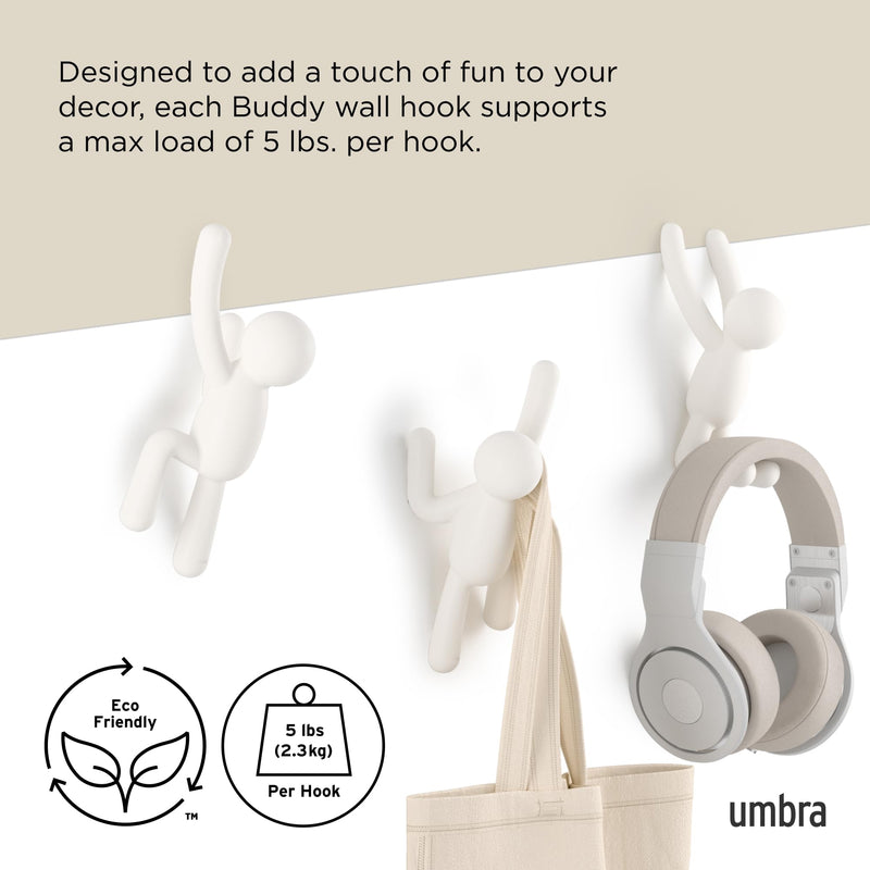 UMBRA - Buddy Wall Hooks, Set of 3 _ White