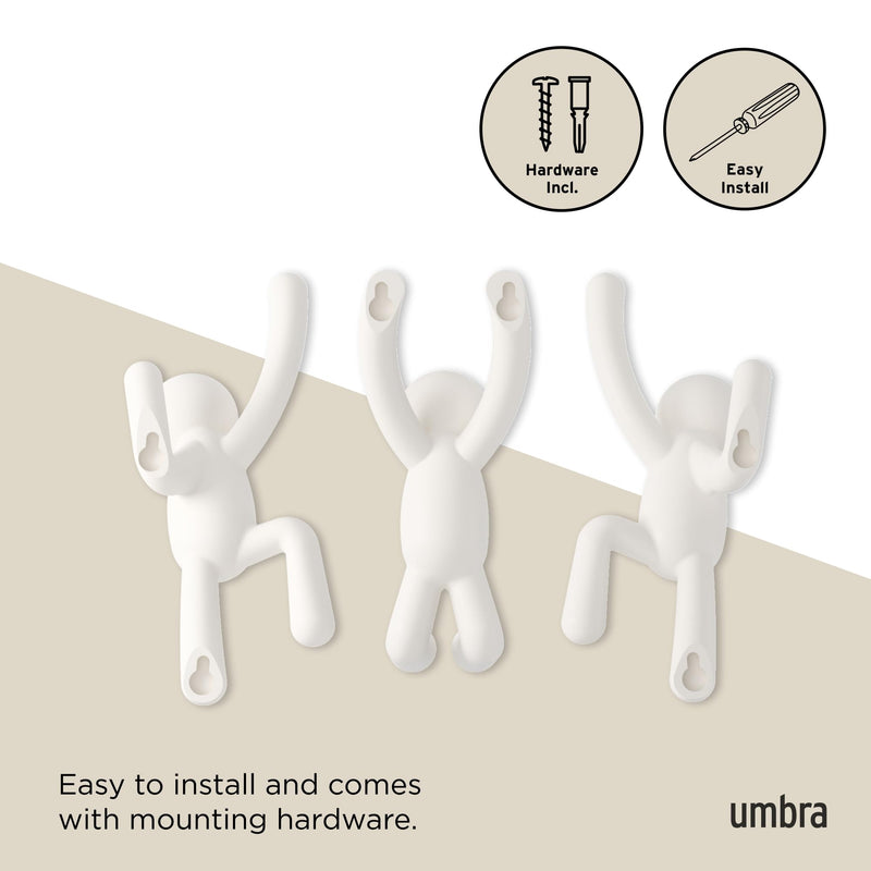UMBRA - Buddy Wall Hooks, Set of 3 _ White