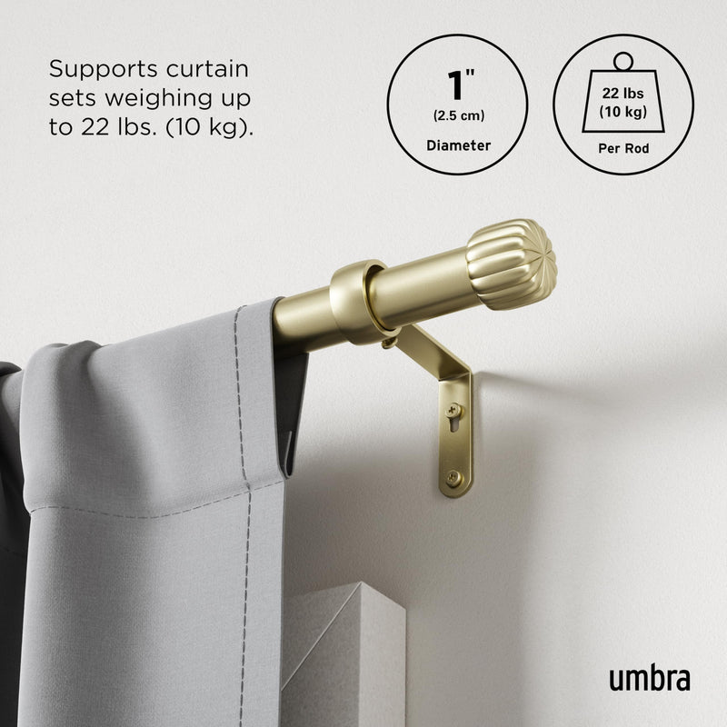 UMBRA - Cleo Curtain Rod _ Gold / 36-66" (91-168 cm) / 1" (2.5 cm)