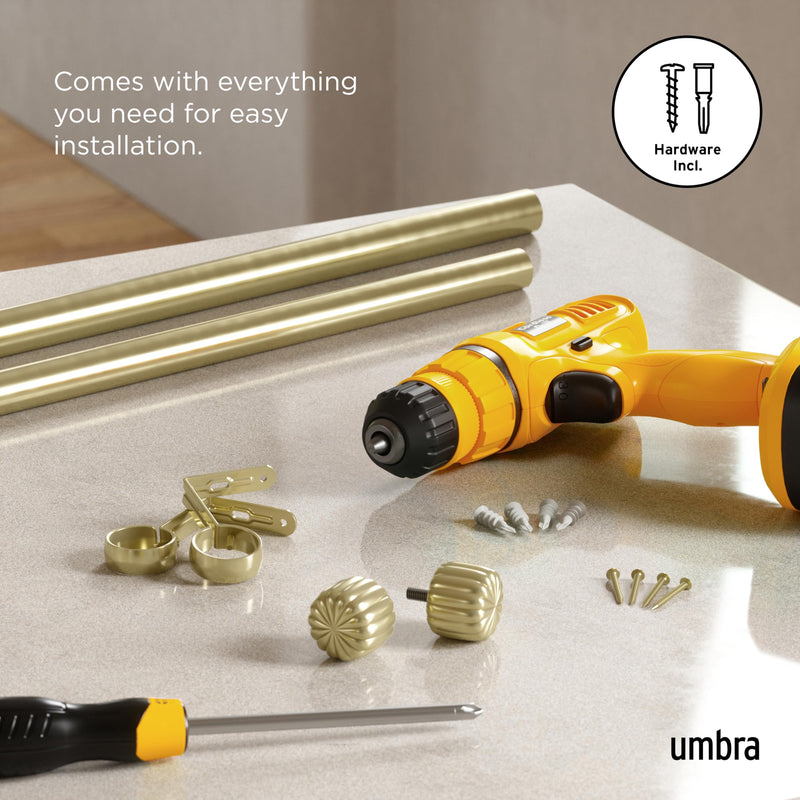 UMBRA - Cleo Curtain Rod _ Gold / 36-66" (91-168 cm) / 1" (2.5 cm)