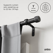 UMBRA - Cleo Curtain Rod _ Matte-Black / 36-66" (91-168 cm) / 1" (2.5 cm)