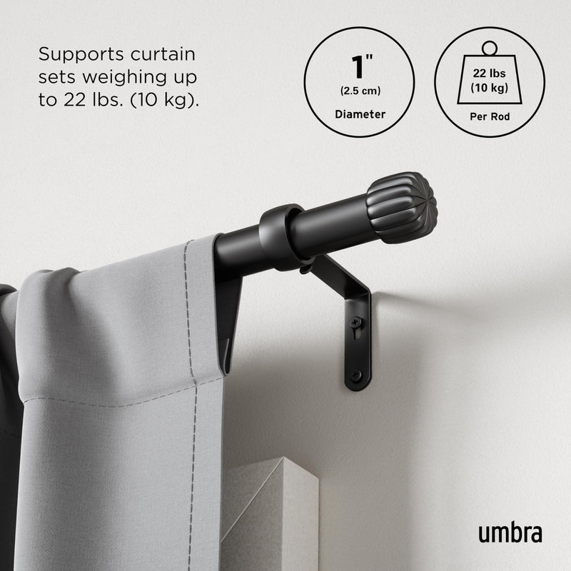UMBRA - Cleo Curtain Rod _ Matte-Black / 36-66" (91-168 cm) / 1" (2.5 cm)