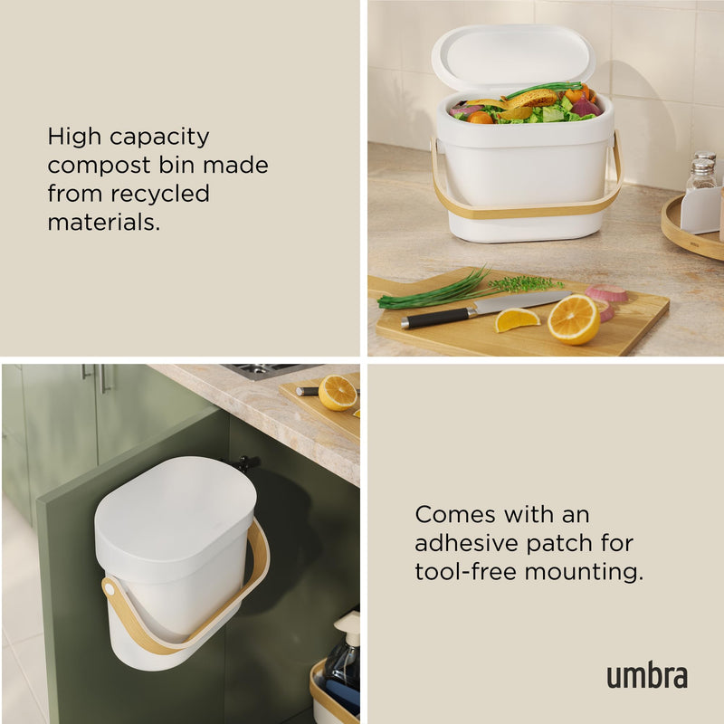 UMBRA - Bellwood Compost Bin _ White-Natural