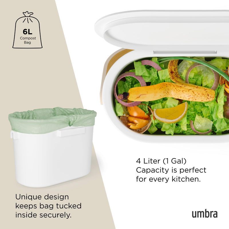 UMBRA - Bellwood Compost Bin _ White-Natural