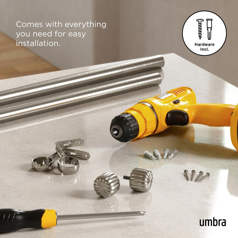 UMBRA - Cleo Curtain Rod _ Nickel-Steel / 36-66" (91-168 cm) / 1" (2.5 cm)