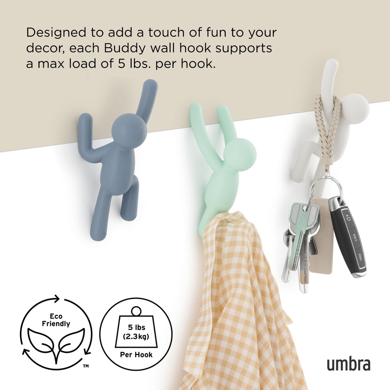 UMBRA - Buddy Wall Hooks, Set of 3 _ Assorted-3