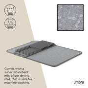 UMBRA - UDry Dish Drying Rack with Mat _ Charcoal